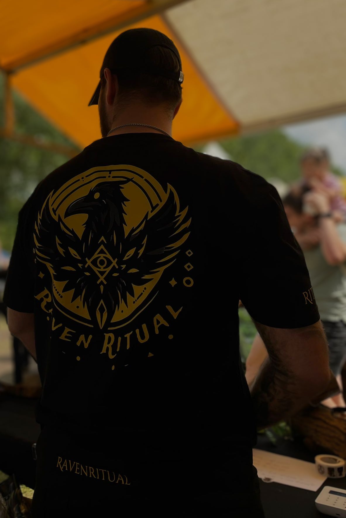 Raven Ritual founder Davey wearing the Raven Ritual emblem