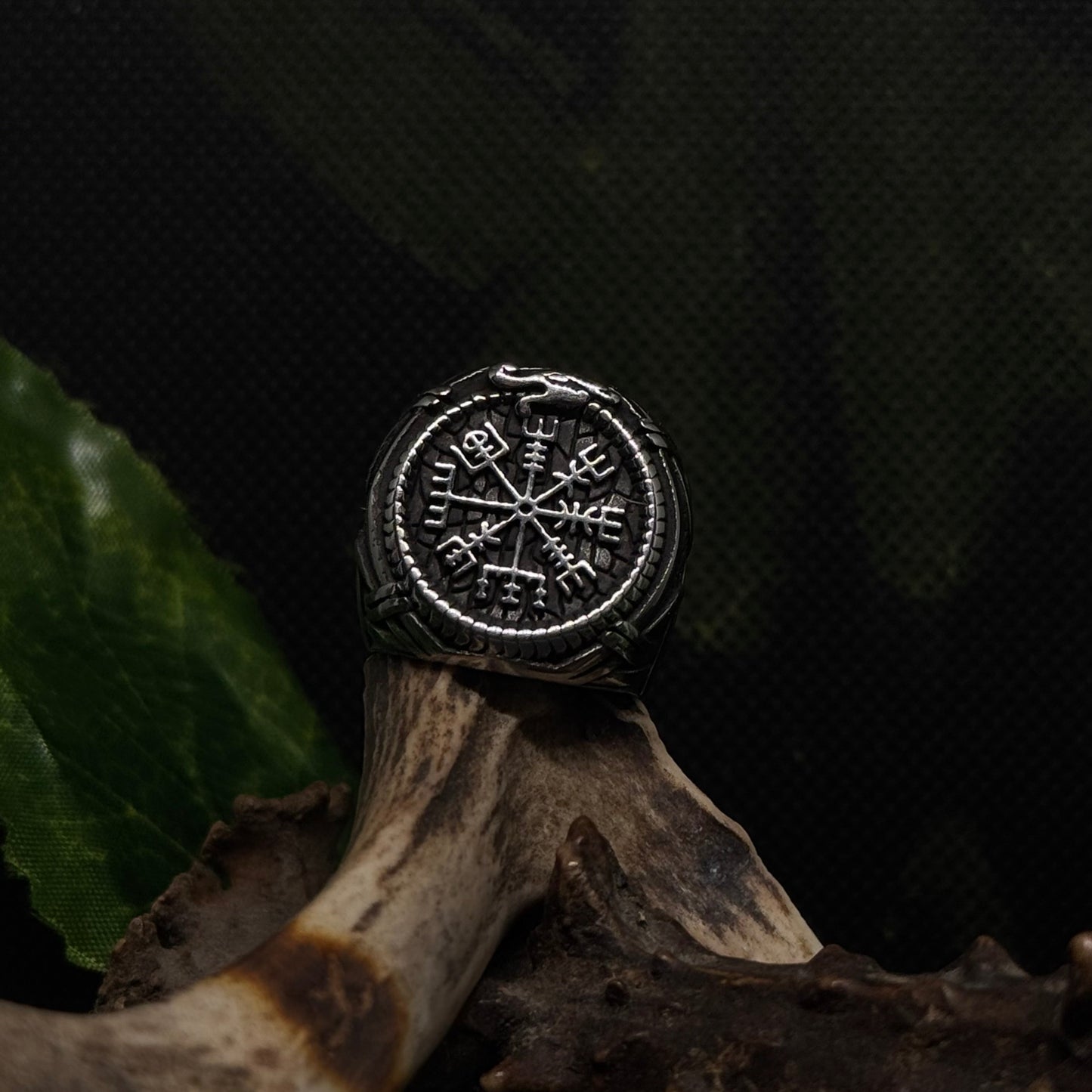 Detail of Vegvisir symbol on Vegvisir Ring by RavenRitual